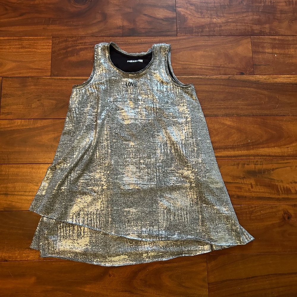 ZADIG & VOLTAIRE layered silver metallic tank top XSmall/Small